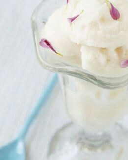 HELADO DE SOJA CON PÉTALOS