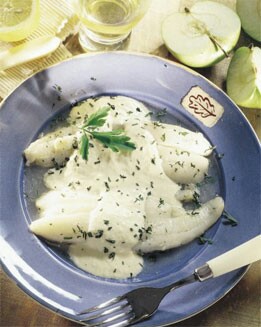 LENGUADOS CON CREMA DE MANZANA