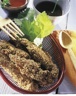 RIZOS DE PAVO CON SÉSAMO Y CILANTRO