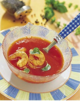 GAMBAS EN SOPA DE ALBAHACA