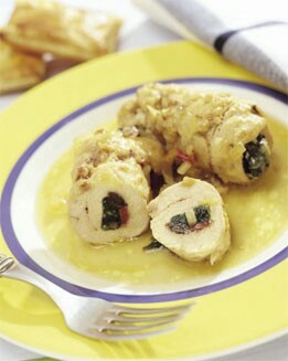 ROLLITOS DE PAVO Y ESPINACAS