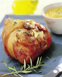CODILLO AL HORNO CON PURÉ DE CALABAZA