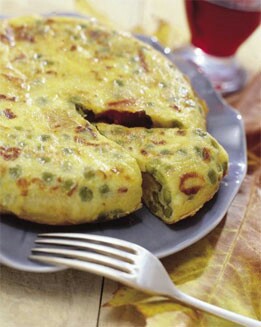 TORTILLA DE GUISANTES Y CHORIZO