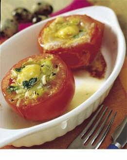 TOMATES CON HUEVOS ESCALFADOS