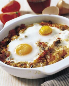 HUEVOS AL HORNO CON BERENJENAS