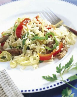 ARROZ CON  TERNERA Y PIMIENTOS