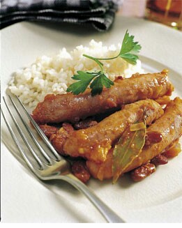 ARROZ CON JUDÍAS PINTAS Y SALCHICHAS
