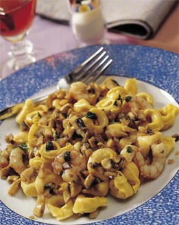 TORTELLINI FRITOS CON GAMBAS