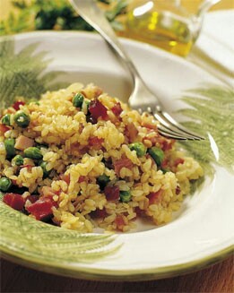 ARROZ INTEGRAL CON GUISANTES FRESCOS Y JAMÓN