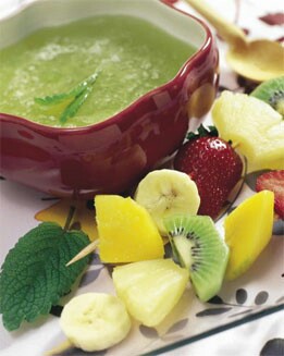SIROPE DE MELÓN CON BROCHETAS DE FRUTA