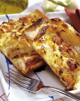 TARTA DE BACÓN CON QUESO DE BURGOS