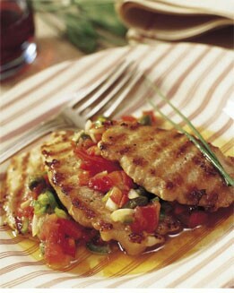 LOMO CON VINAGRETA DE PIMIENTOS