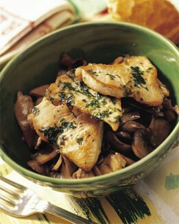 MENESTRA DE SETAS CON ESCALOPES DE POLLO