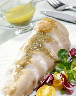 POLLO ASADO CON SALSA  DE ANCHOAS