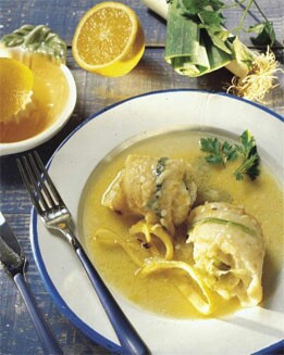 PUPIETAS DE LENGUADO EN SALSA DE NARANJA