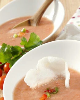 GAZPACHO  CON PAN DE GAMBAS