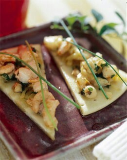 GAMBAS AL AJILLO EN TRIANGULOS DE PIZZA