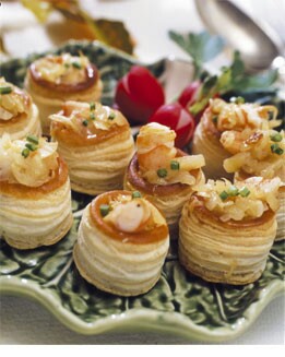 MINI VOLOVANES RELLENOS DE LANGOSTINOS