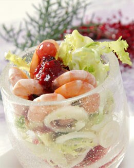 COCTEL DE MARISCO CON VINAGRETA DE FRUTAS