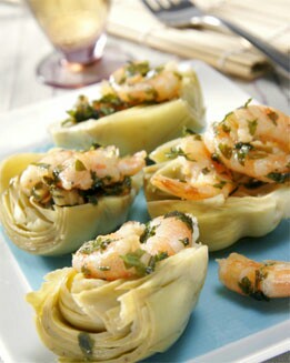 ALCACHOFAS SALTEADAS CON LANGOSTINOS