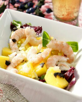 MARISCO CON ENSALADA DE MANGO