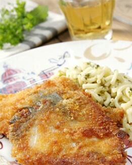 RODABALLO CRUJIENTE CON FIDEOS