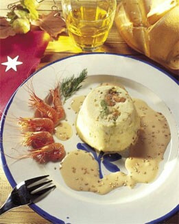 FLAN DE PUERROS CON SALSA DE CAMARONES