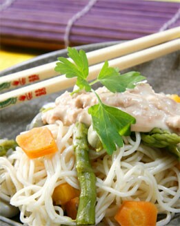 VERDURAS AL VAPOR CON FIDEOS