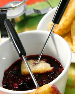 FONDUE DE FRUTAS ROJAS Y PAN