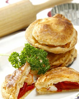 EMPANADILLAS DE PIMIENTO  Y GAMBONES