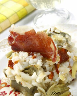 ARROZ DE ALCACHOFAS CON JAMÓN
