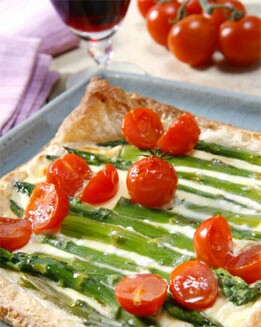 QUICHE DE ESPÁRRAGOS Y TOMATES