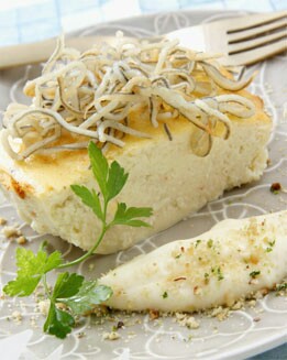 FLAN DE PESCADO CON GULAS CRUJIENTES