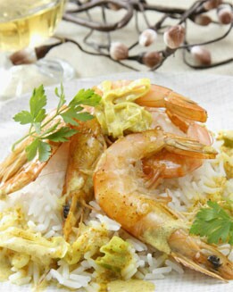 LANGOSTINOS A LA PLANCHA CON CURRY