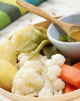 VERDURAS AL VAPOR CON  VINAGRETA DE MOSTAZA