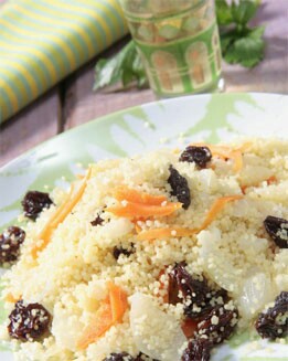 ENSALADA DE CUSCÚS CON PASAS Y ZANAHORIA