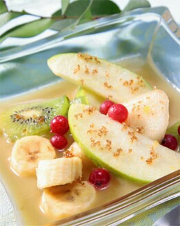 MACEDONIA DE FRUTAS CON SALSA DE NARANJA