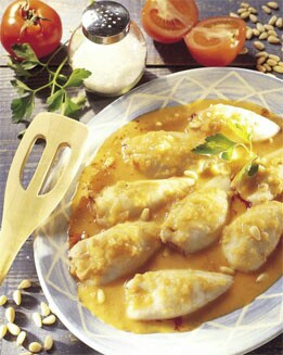 CALAMARES RELLENOS DE SOBRASADA Y PIÑONES