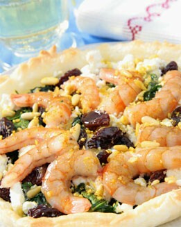 TARTALETA DE LANGOSTINOS Y ESPINACAS