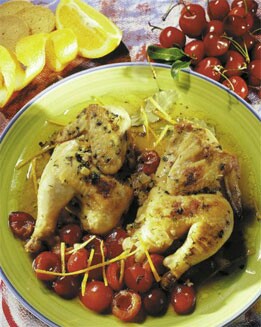 POLLITOS EN SALSA DE CEREZAS