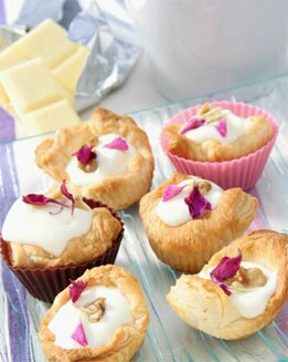 TARTALETAS DE CHOCOLATE BLANCO Y NUECES