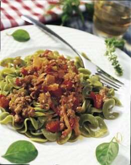 PASTA CON BOLOÑESA DE PIMIENTOS