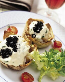 TARTALETAS DE HUEVAS DE SALMÓN Y LENGUADO