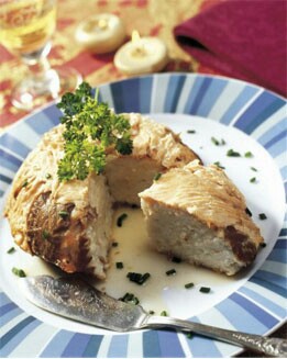 TERRINA DE MUSELINA DE MERLUZA CON SALSA VELOUTE