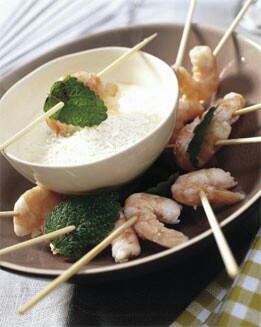 LANGOSTINOS CON ADEREZO CREMOSO DE CURRY