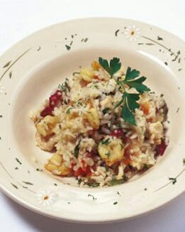 CAZUELA DE ARROZ CON POLLO Y GAMBAS