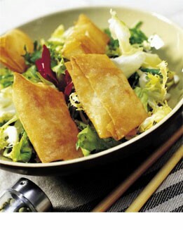 ROLLITOS DE QUESO DE CABRA EN ENSALADA