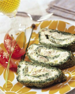 ROULADA DE ESPINACAS, QUESO Y POLLO