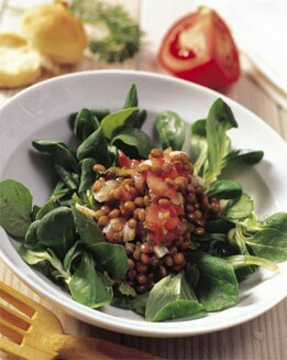 ENSALADA DE LENTEJAS CON CANÓNIGOS