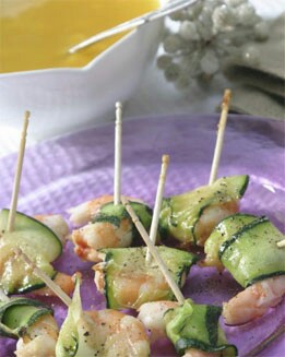 BROCHETAS DE CALABACÍN CON LANGOSTINOS